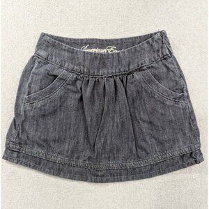 American Eagle Denim Skirt Womens Size 0 Blue Mini Slash Pockets 100% Cotton